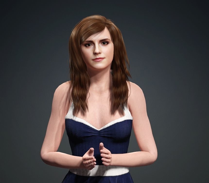 Emma Watson rigged animated  2500 free animation tutorial Low-poly 3D model_8