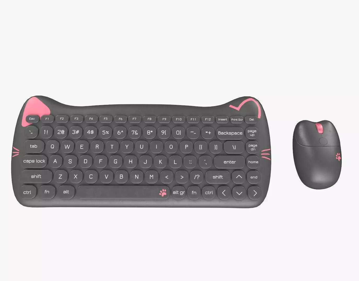 Wireless Keyboard Mouse Set Simple Dark Gray Version 3D model