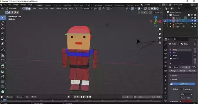 low-poly game character