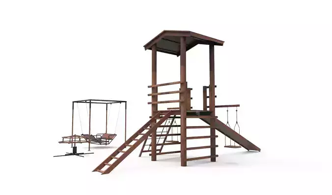 minimalist wooden playground