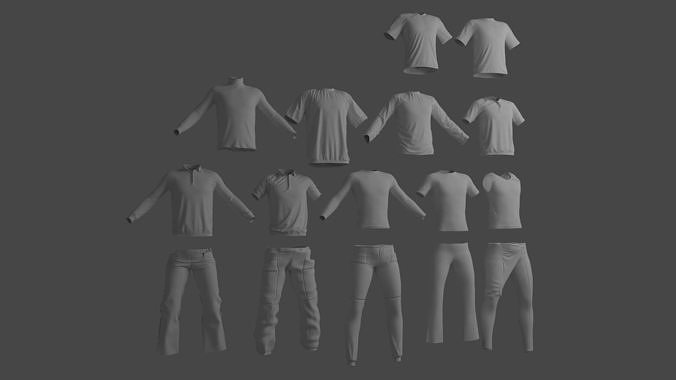 Basic Mens Clothes Pack Low-poly 3D model