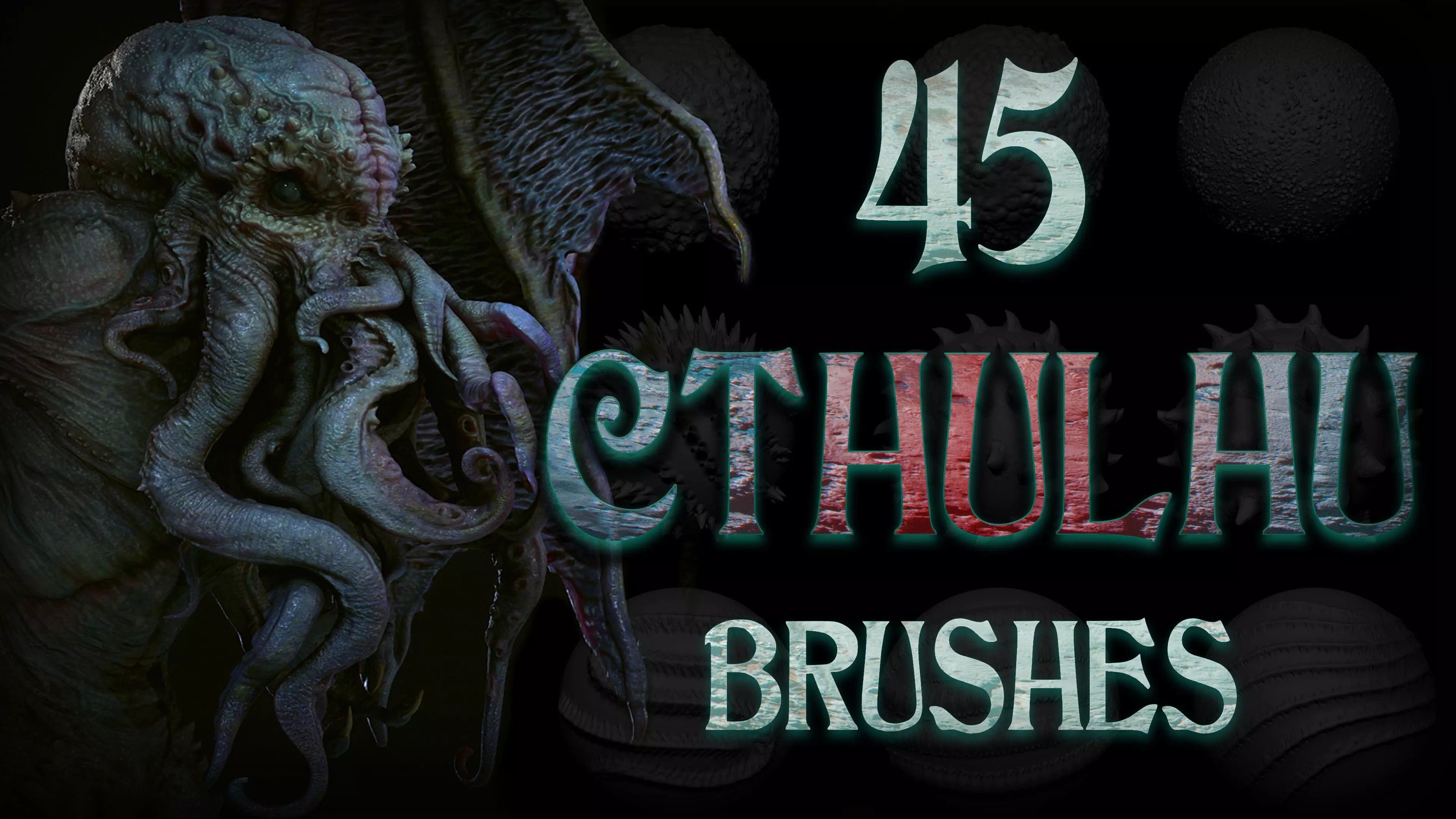 Zbrush and Blender - Cthulhu Creature 45 Brushes Pack Texture_0
