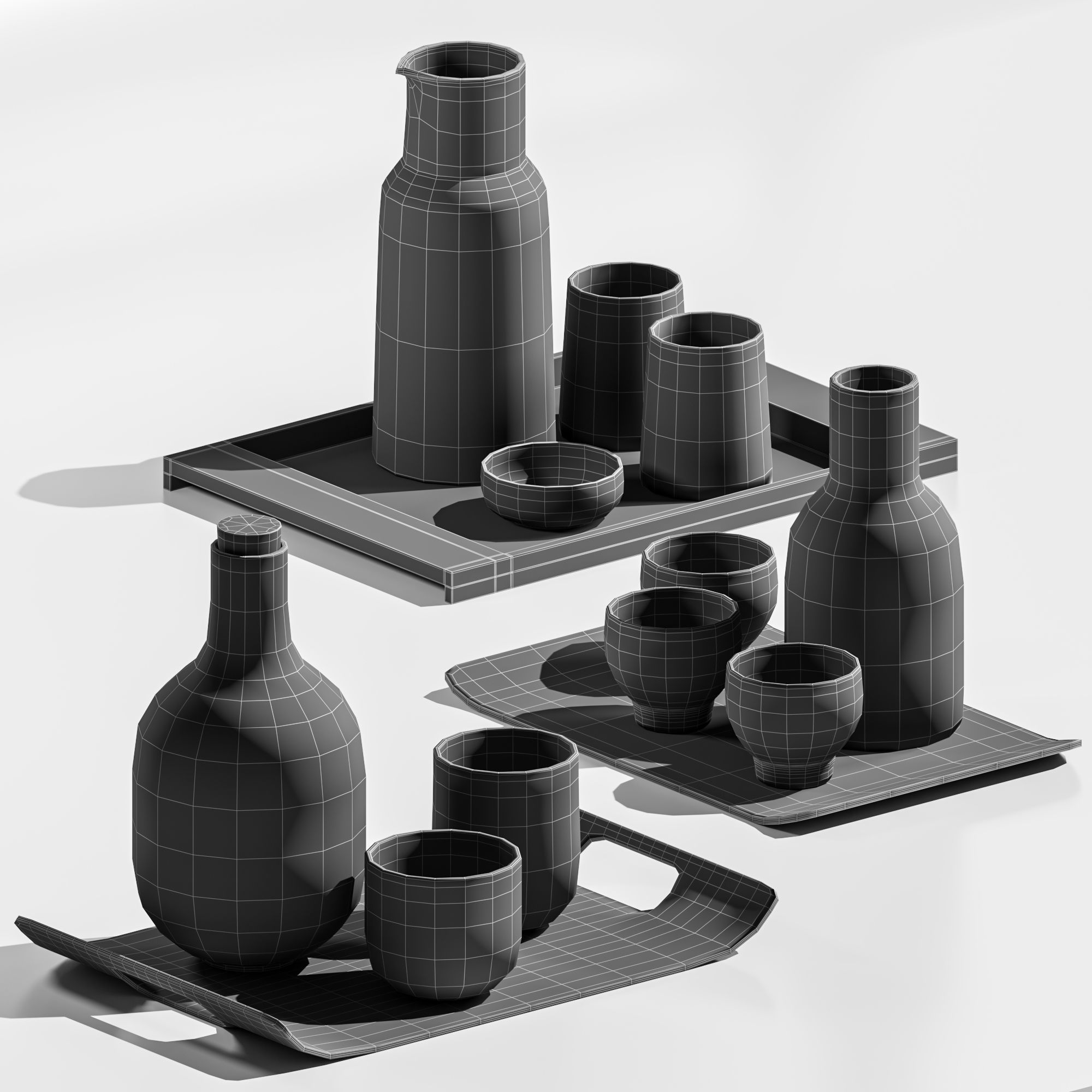 dishes tableware set 03 3D model_4