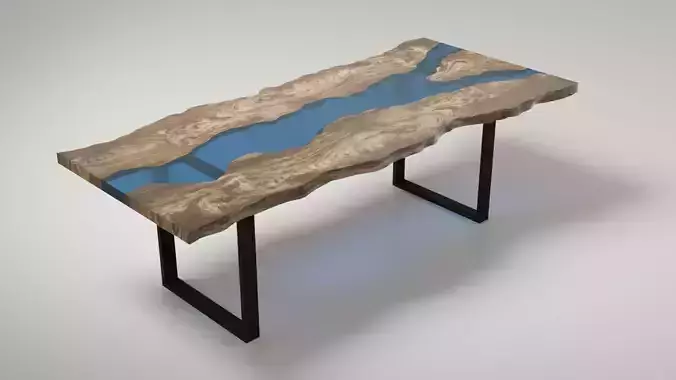 Live Edge Wood Table with Resin River 3D model