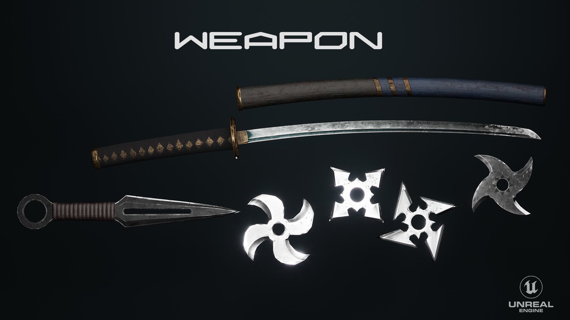 Ninja  Samurai Low-poly 3D model_5