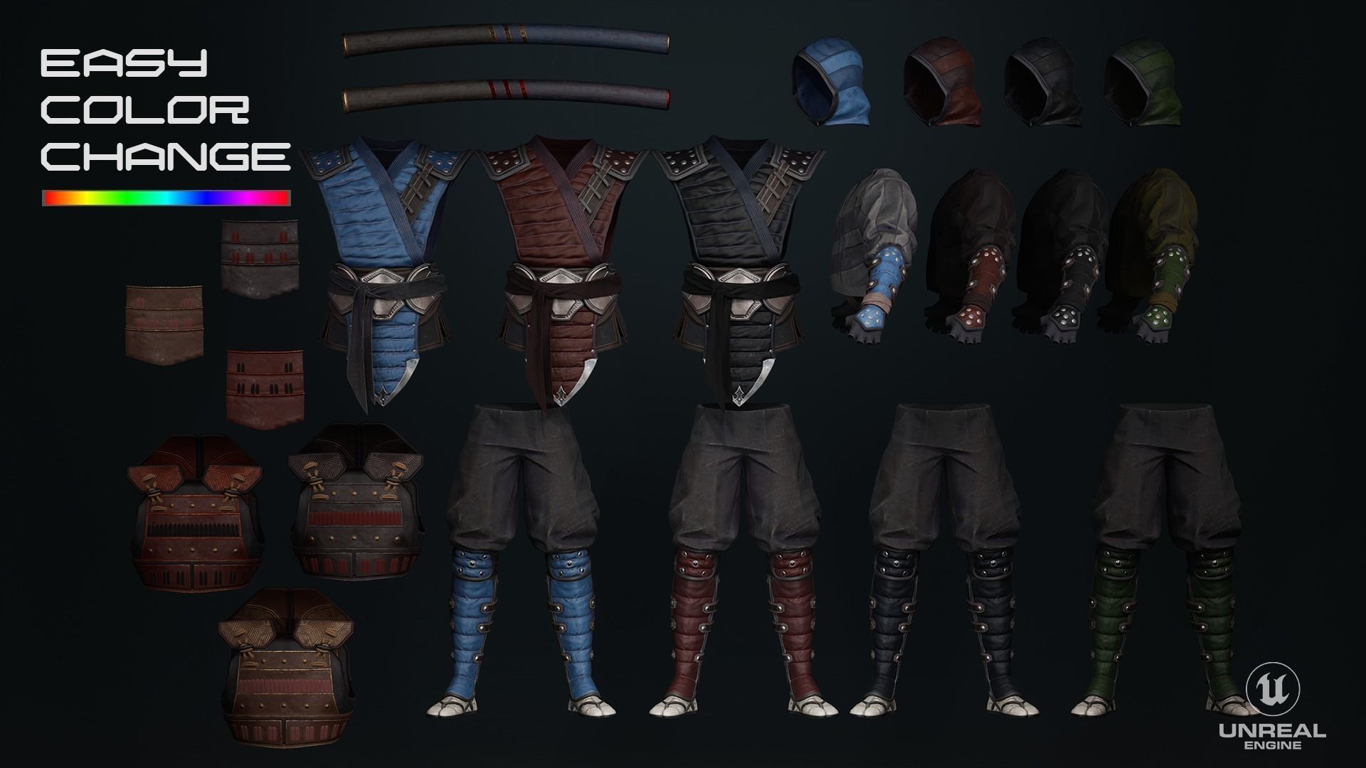 Ninja  Samurai Low-poly 3D model_3