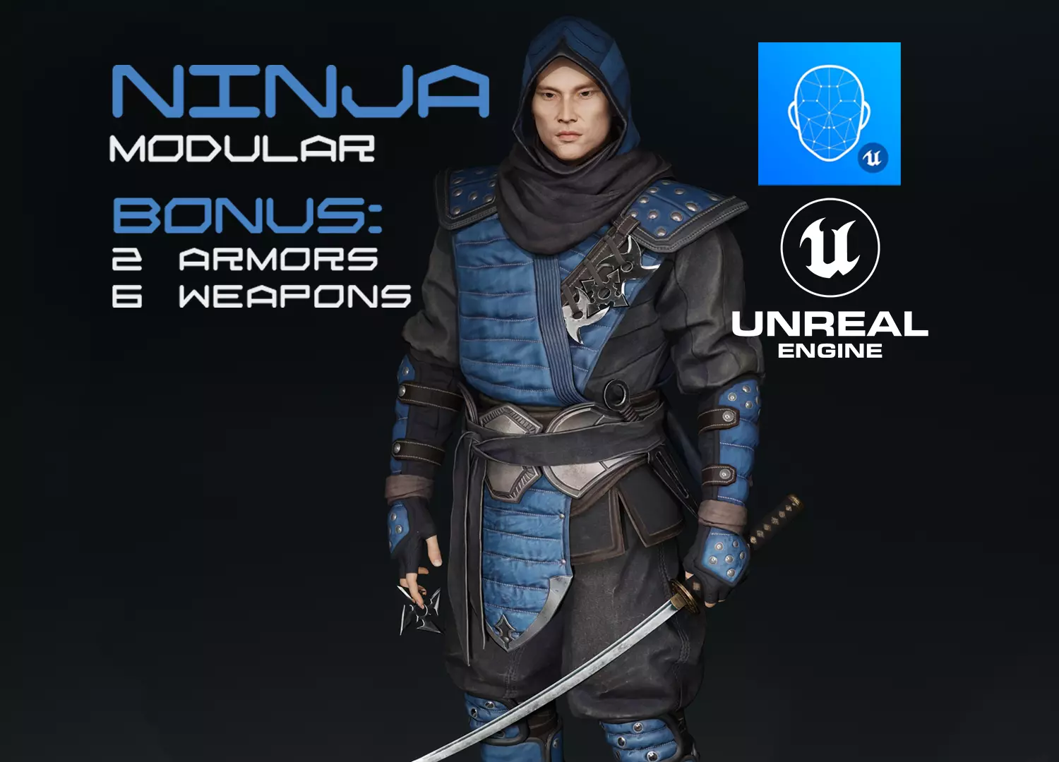 Ninja  Samurai Low-poly 3D model_0