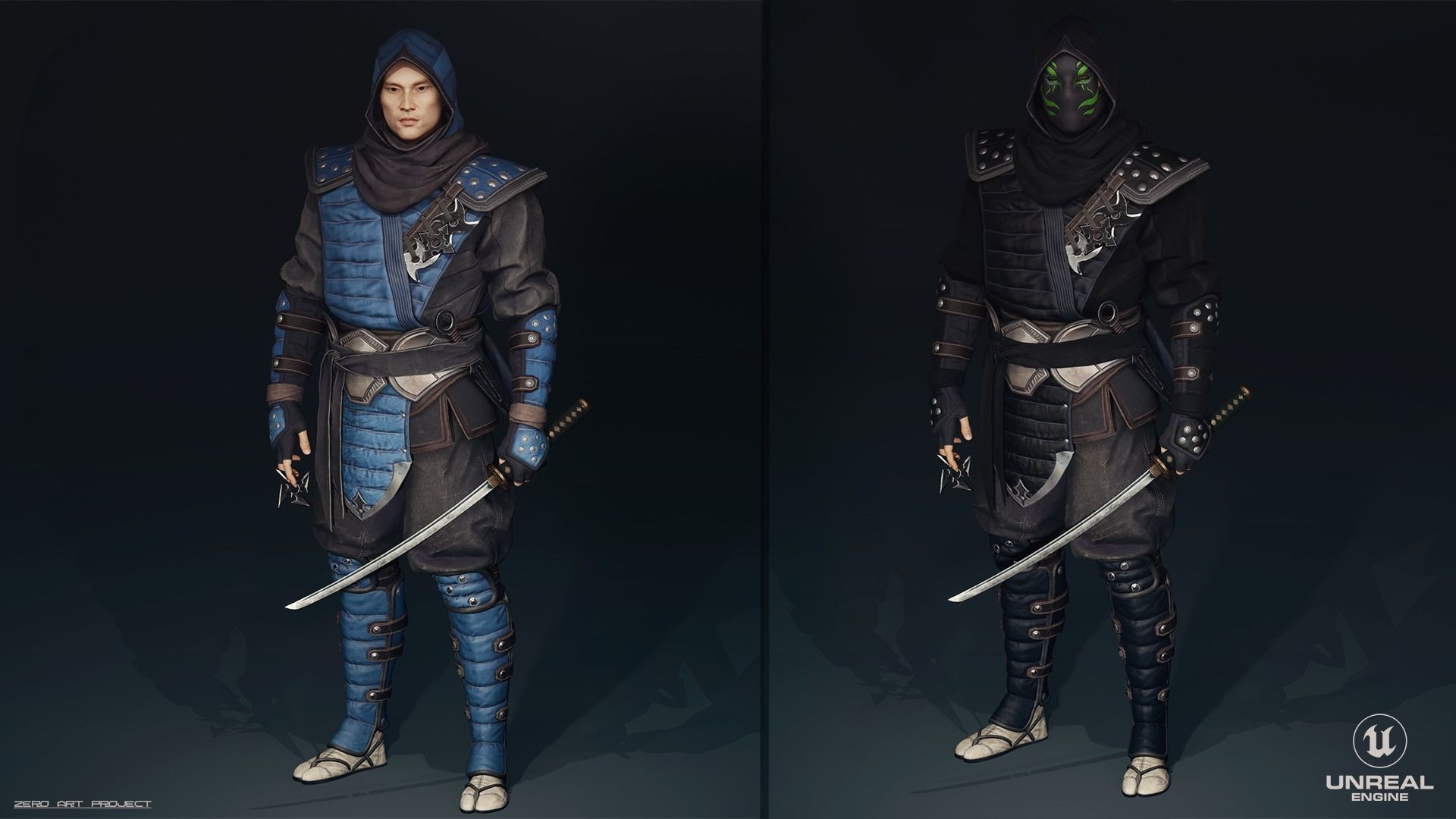 Ninja  Samurai Low-poly 3D model_6