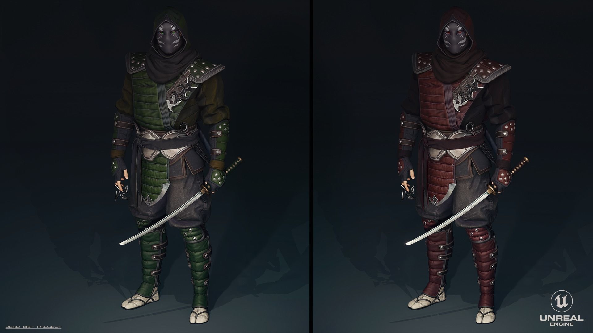 Ninja  Samurai Low-poly 3D model_8