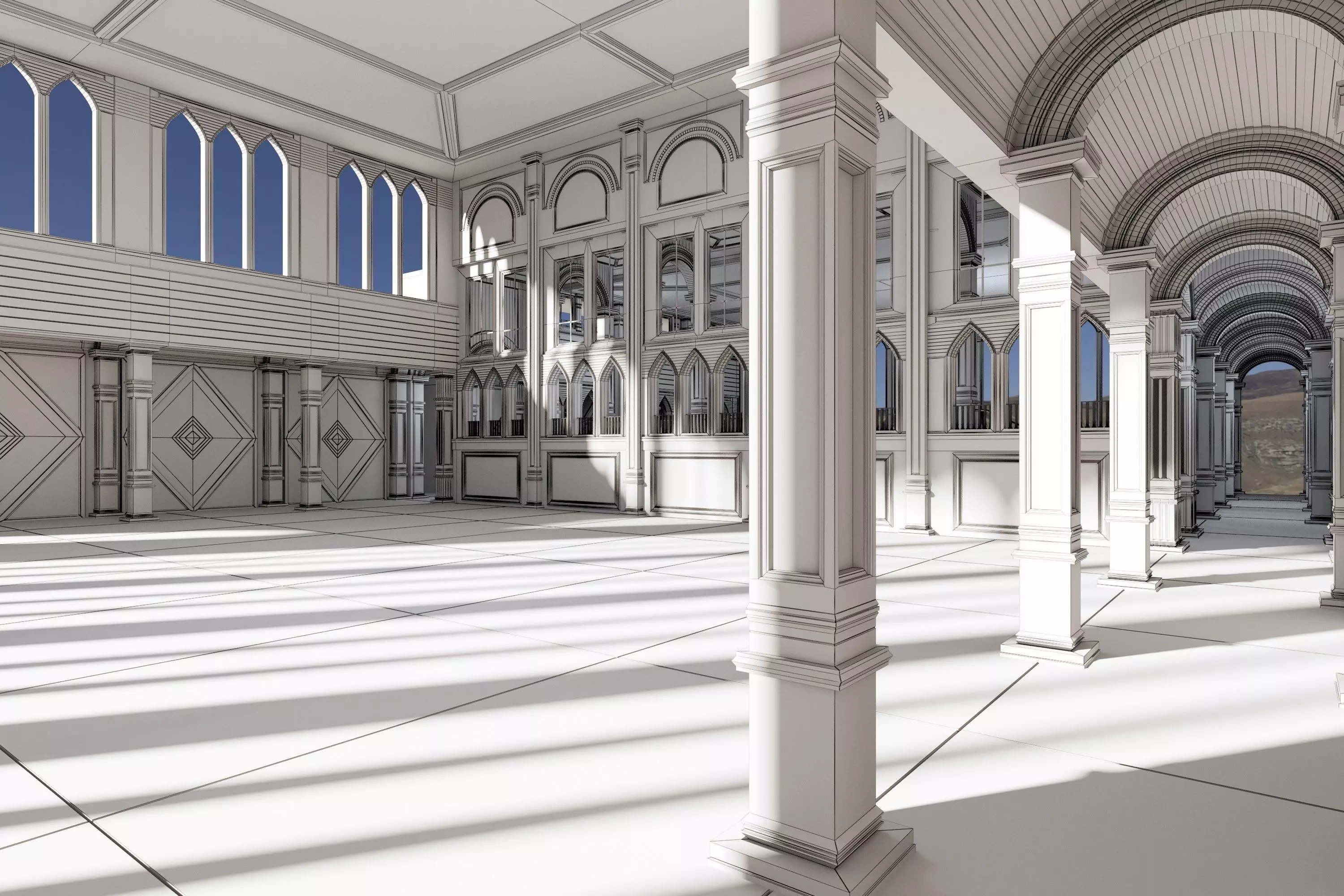 Medieval Palace 3D Model Low-poly 3D model_0