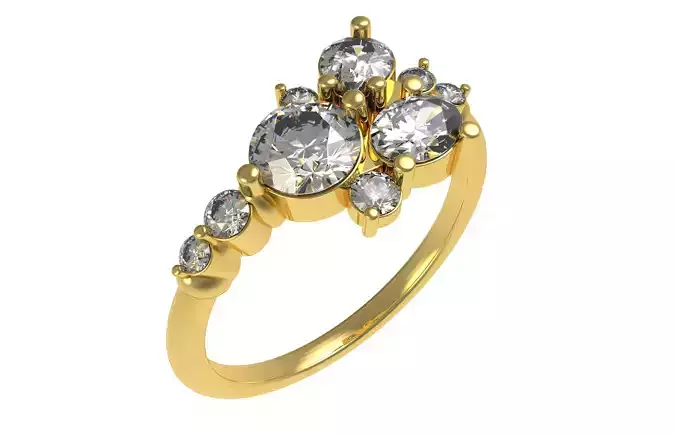 Unique Various Diamond Cluster Engagement Ring