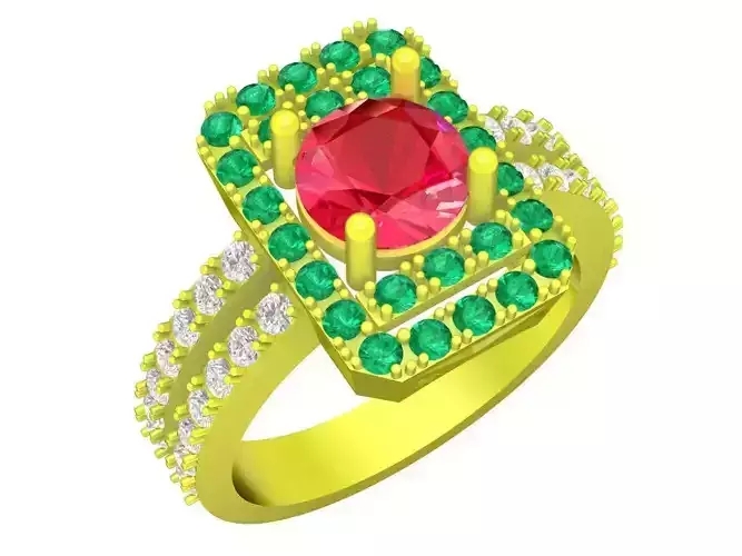 A5464 Diamond Women Korean Fashion Ring 3D Print