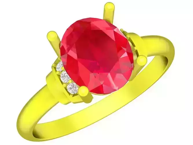 A5467 Oval Diamond Women Ring 3D Print