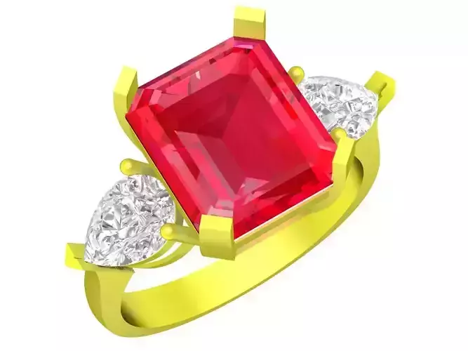 A5469 Diamond Asian Style Women Fashion Ring 3D Print