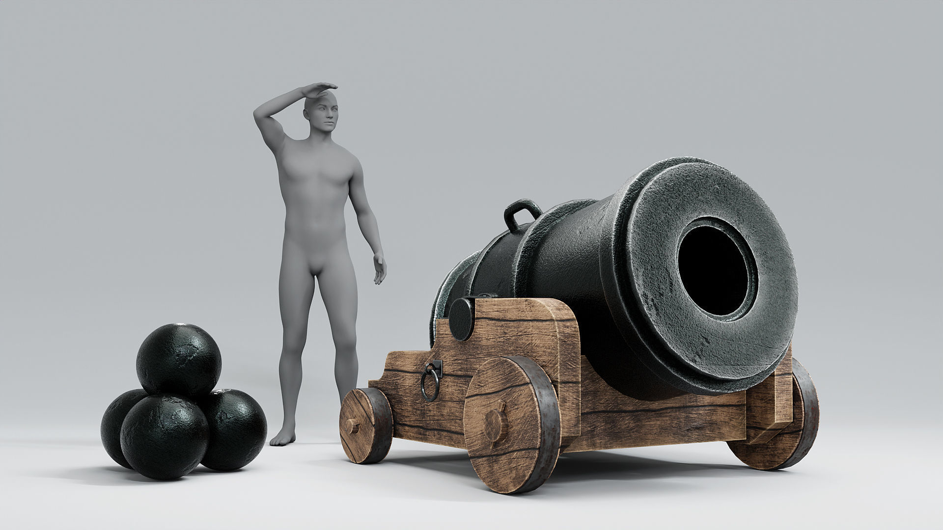 Big Little Cannon - bombard type 3D model_16
