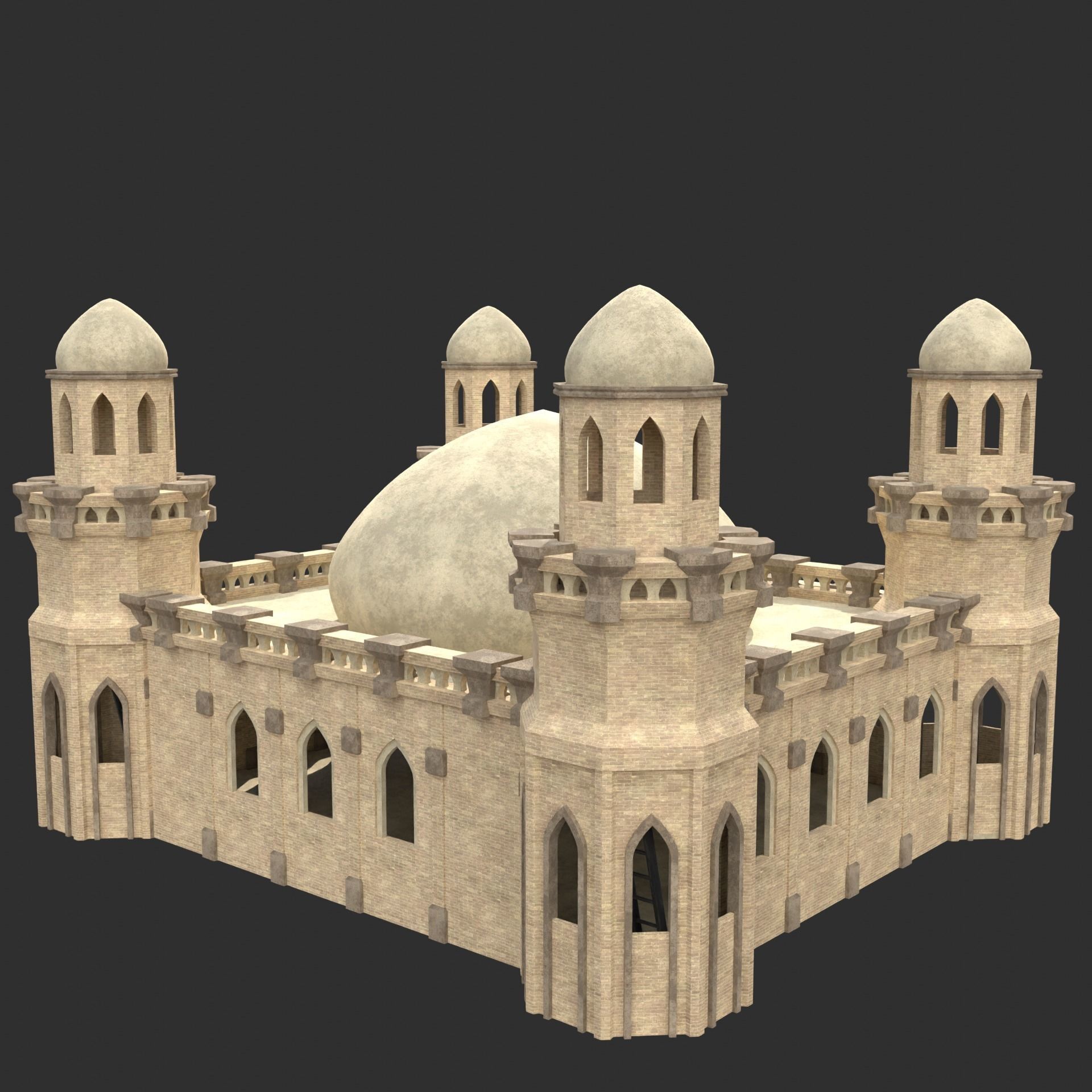 ARAB ARABIC DESERT TURKISH TEMPLE CHURCH COLLECTION Low-poly 3D model_3