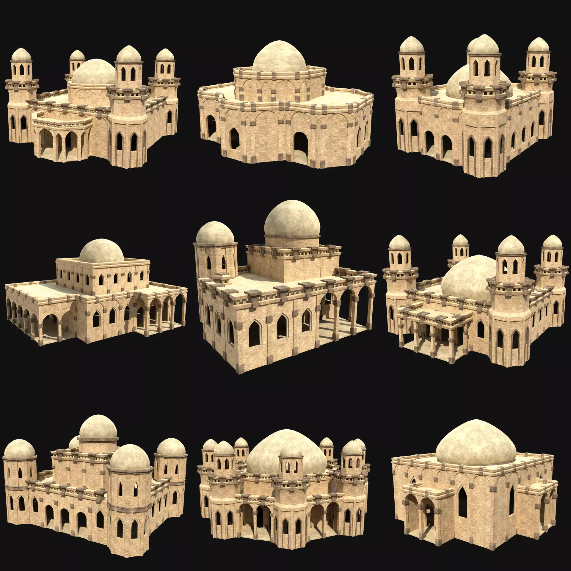 ARAB ARABIC DESERT TURKISH TEMPLE CHURCH COLLECTION Low-poly 3D model_0