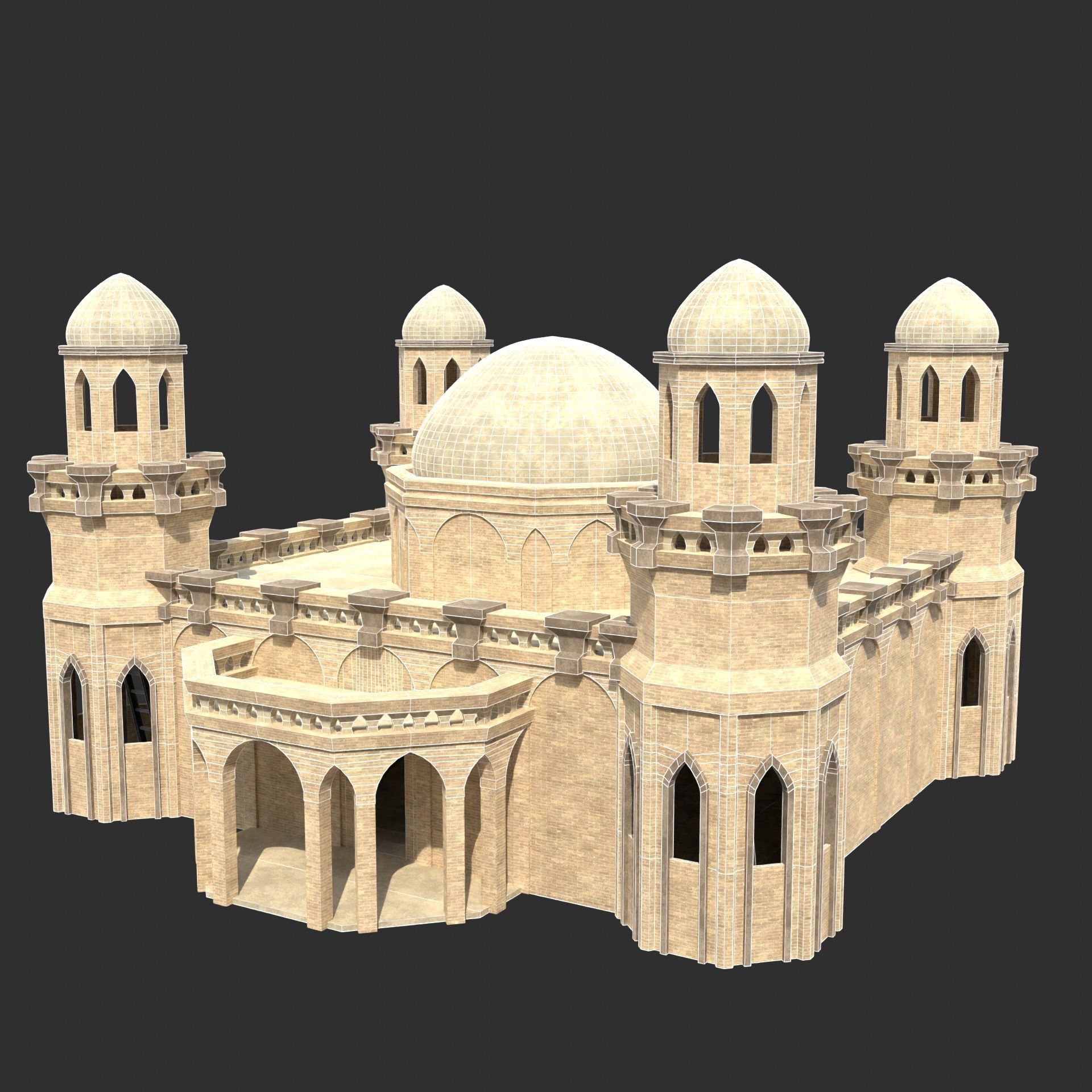 ARAB ARABIC DESERT TURKISH TEMPLE CHURCH COLLECTION Low-poly 3D model_32