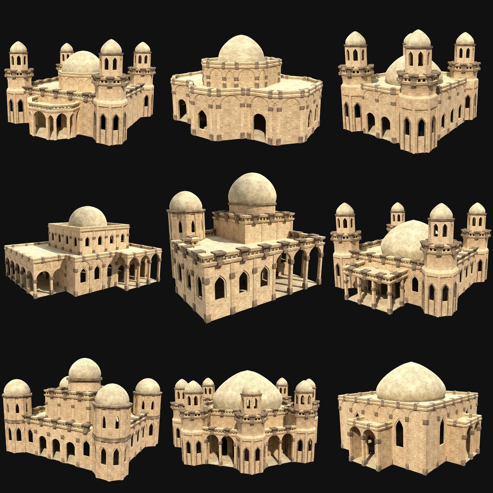 ARAB ARABIC DESERT TURKISH TEMPLE CHURCH COLLECTION Low-poly 3D model_49