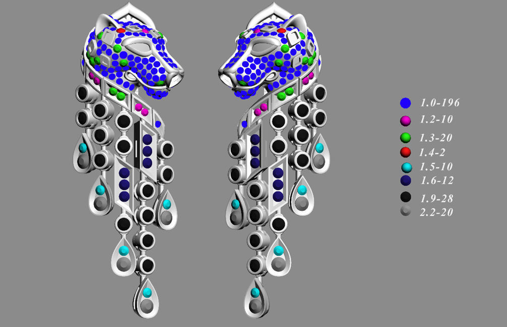 earrings panther 3D print model_4