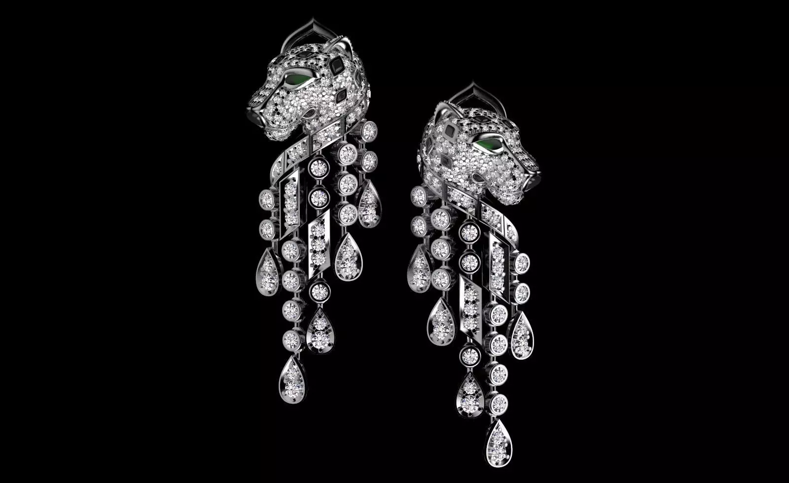 earrings panther 3D print model_0