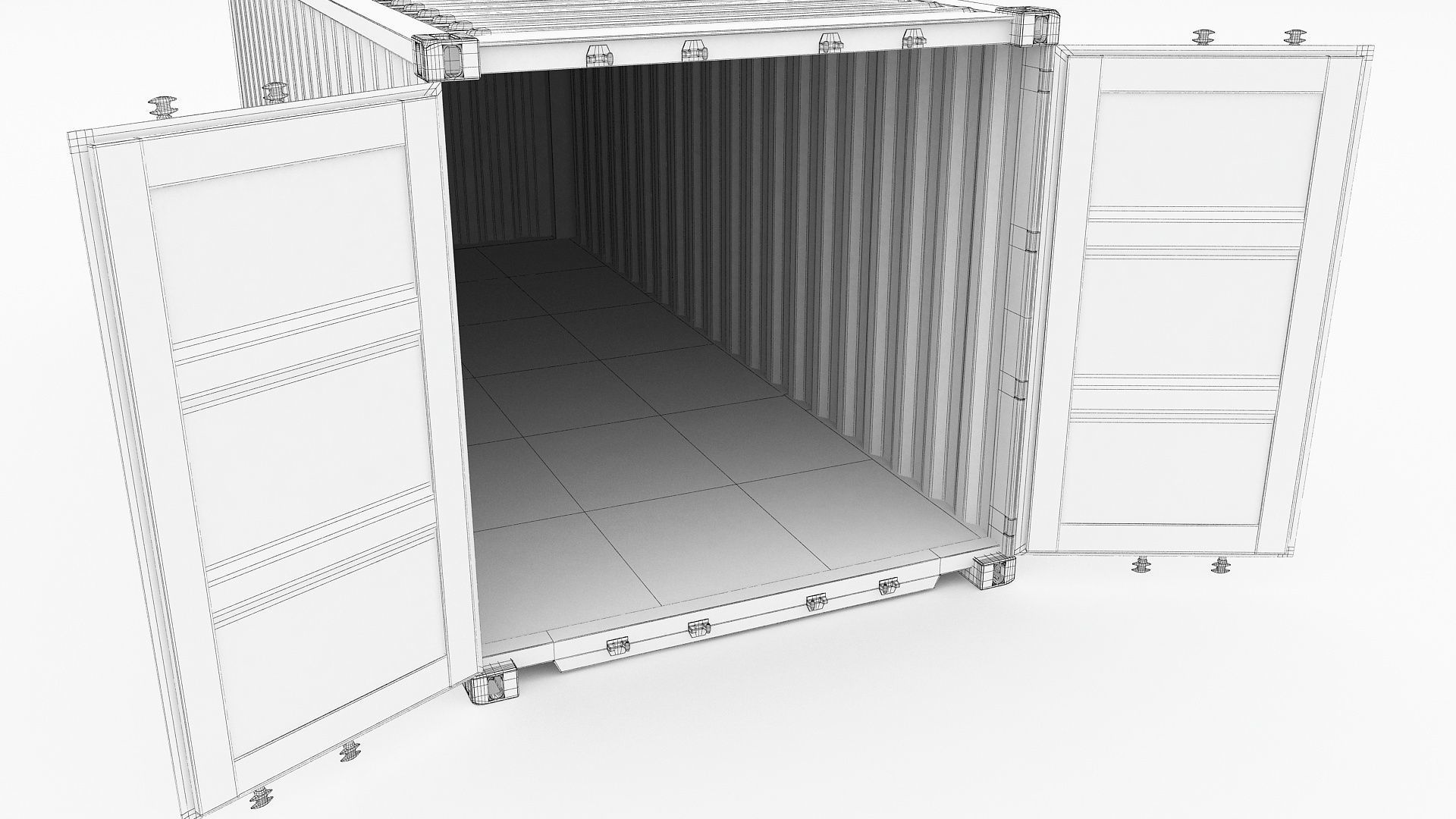 20ft Military Container Khaki 3D model_15