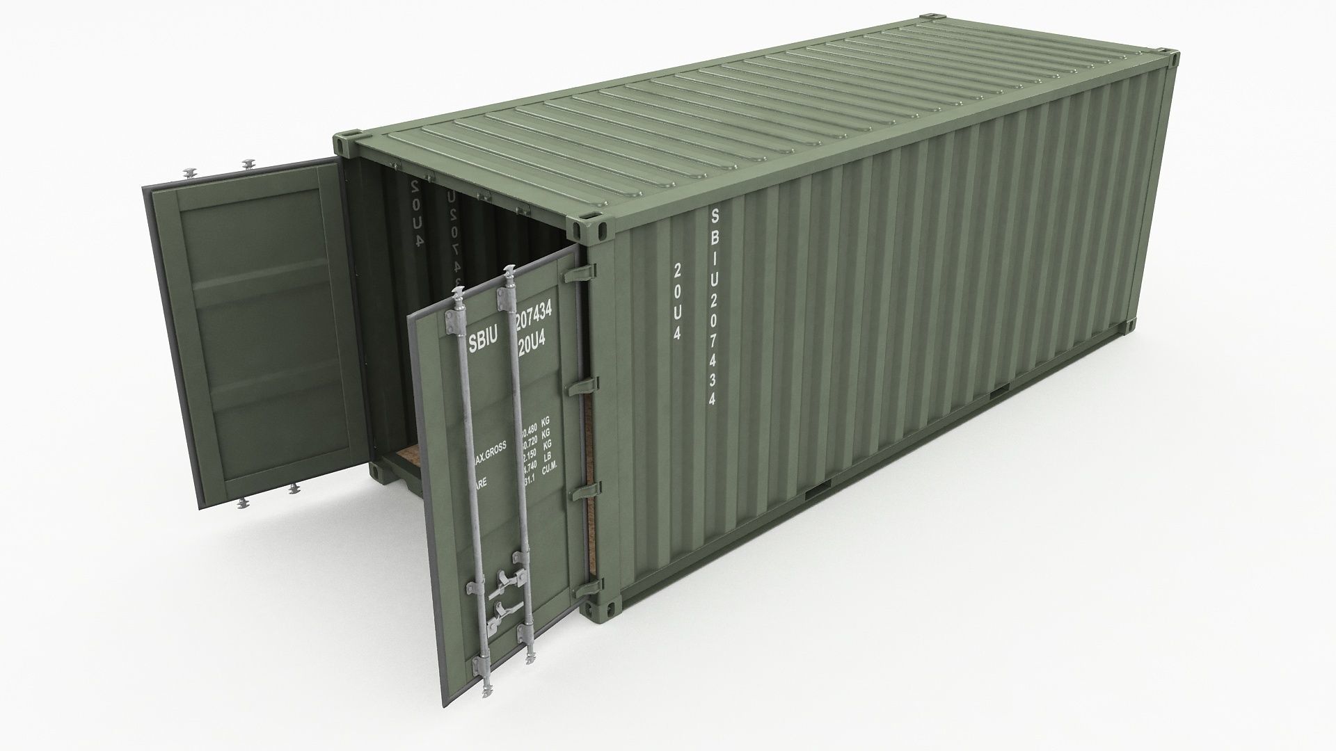 20ft Military Container Khaki 3D model_7