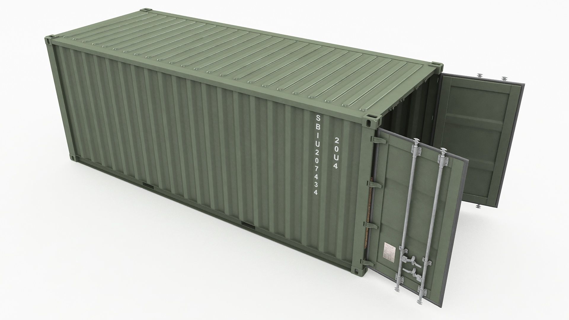 20ft Military Container Khaki 3D model_10