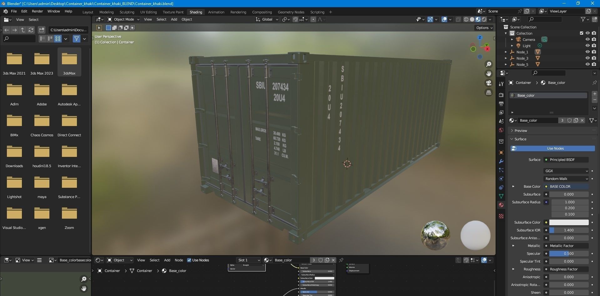 20ft Military Container Khaki 3D model_17