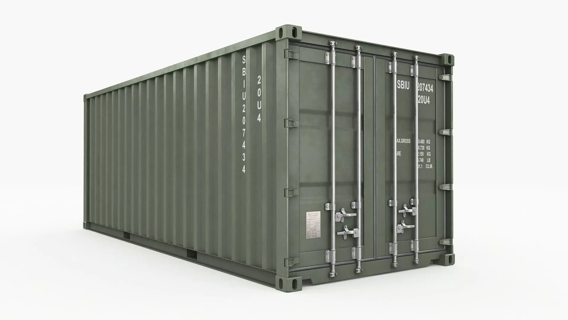 20ft Military Container Khaki 3D model_0