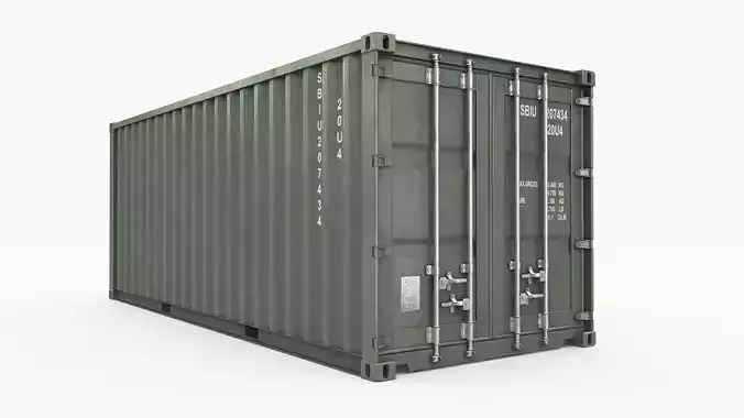 20ft Military Container Khaki 3D model