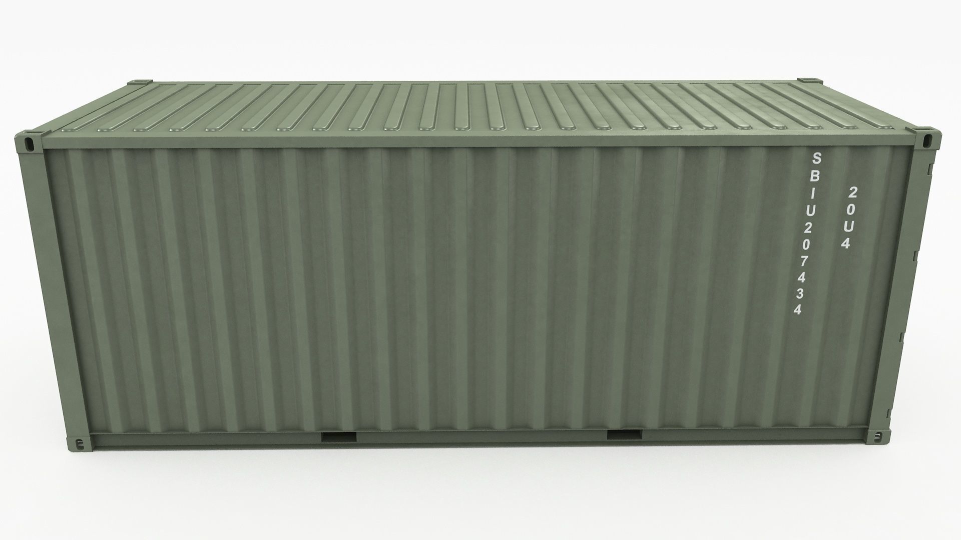 20ft Military Container Khaki 3D model_2