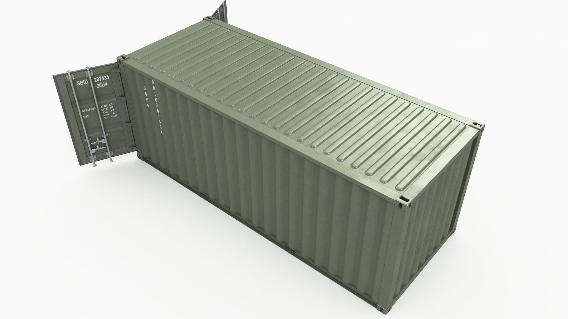 20ft Military Container Khaki 3D model_8