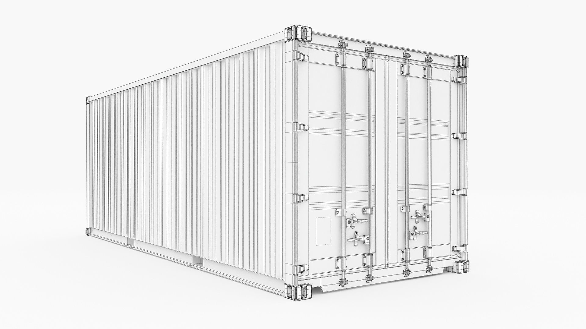 20ft Military Container Khaki 3D model_11