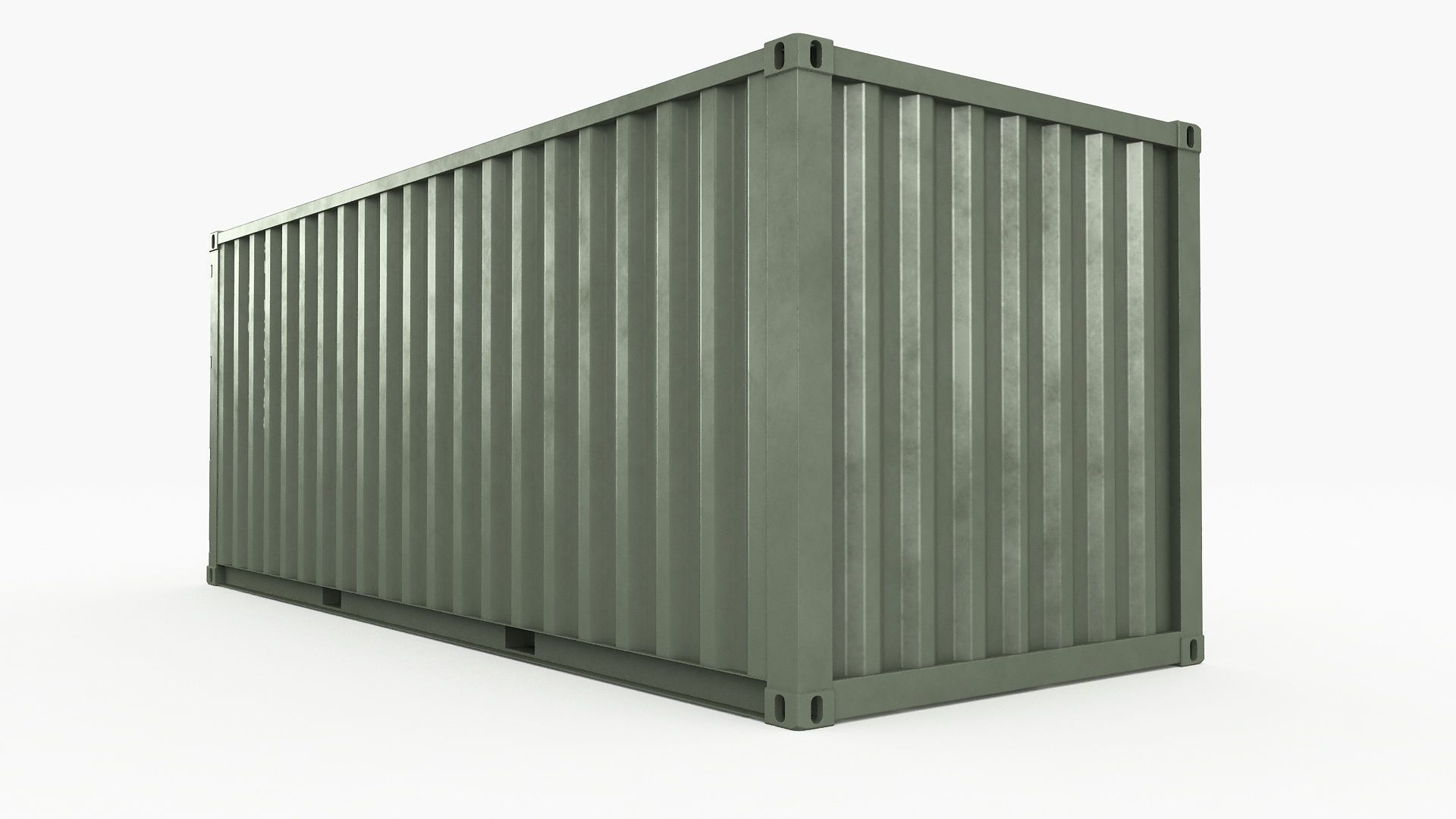 20ft Military Container Khaki 3D model_1