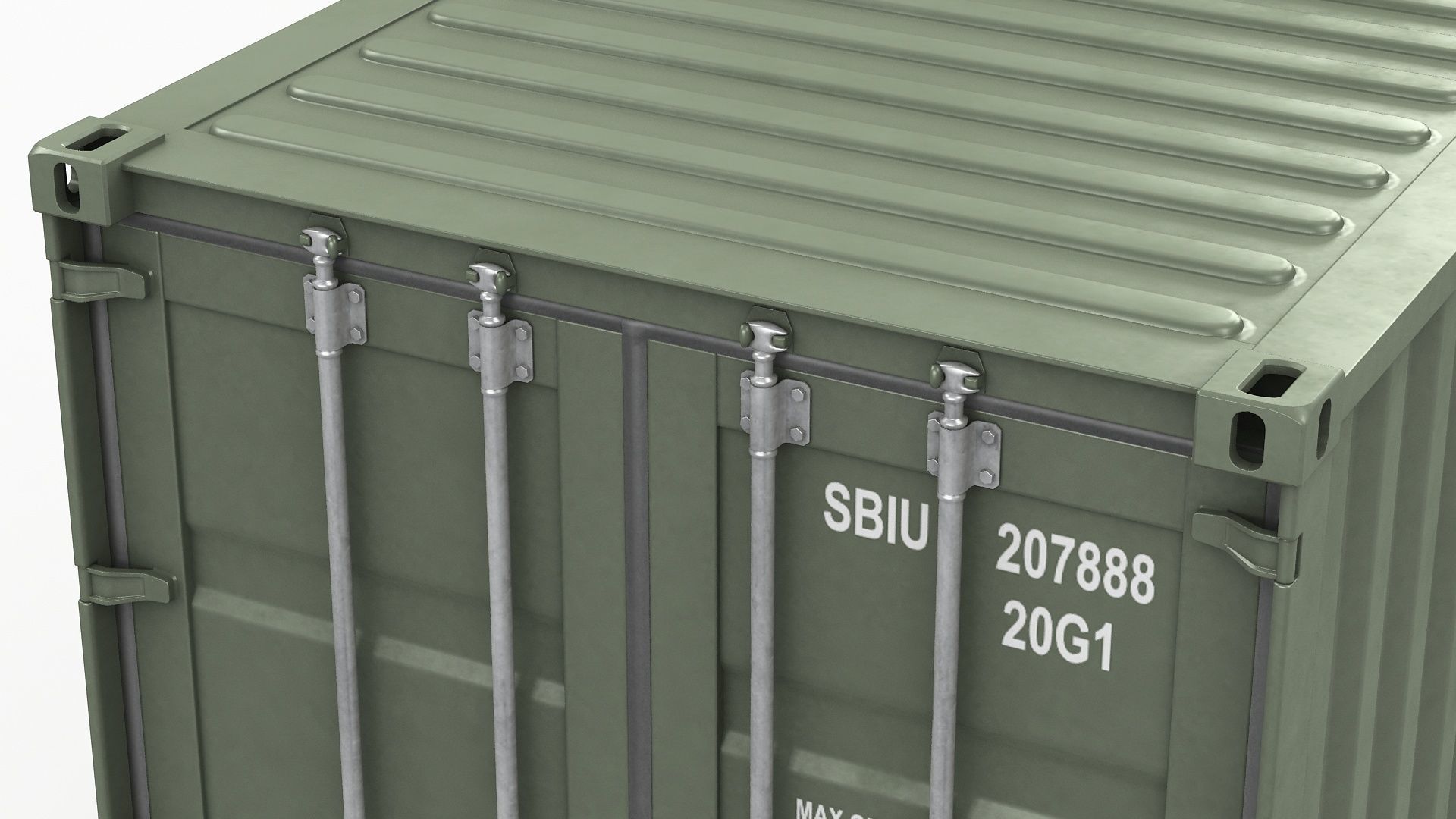 20ft Military Container Khaki 3D model_6