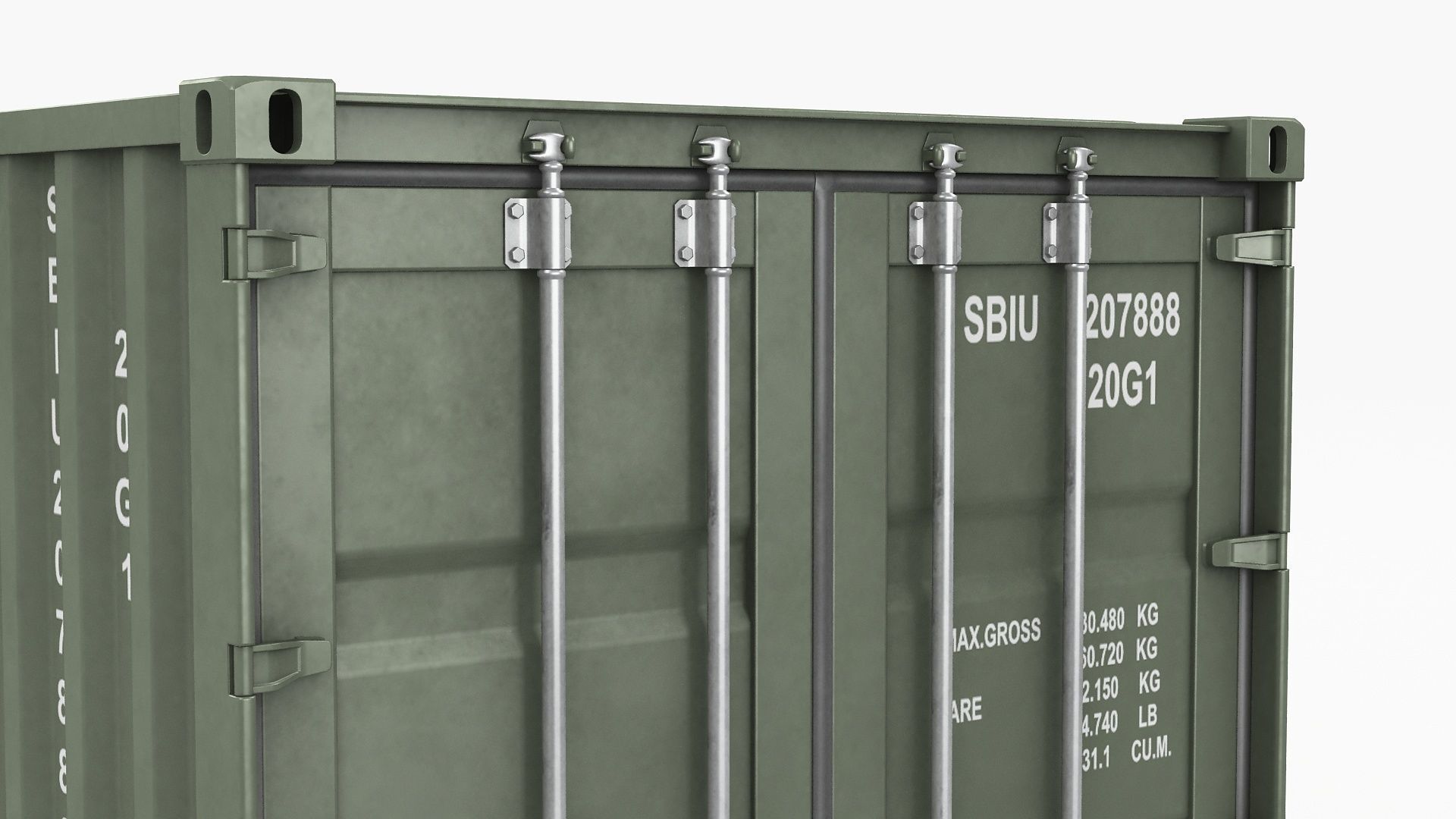 20ft Military Container Khaki 3D model_5