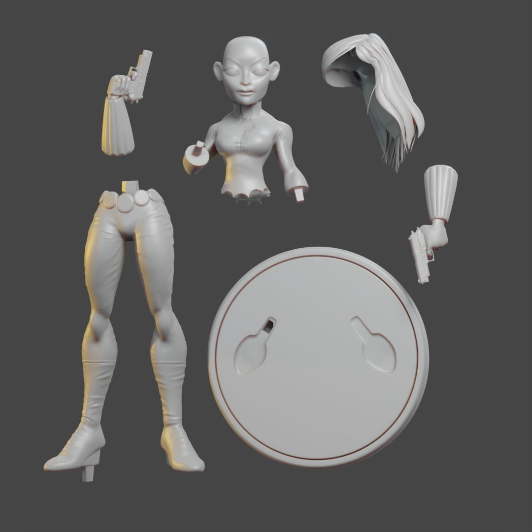 Black Widow Cartoon Style 3D print model_4
