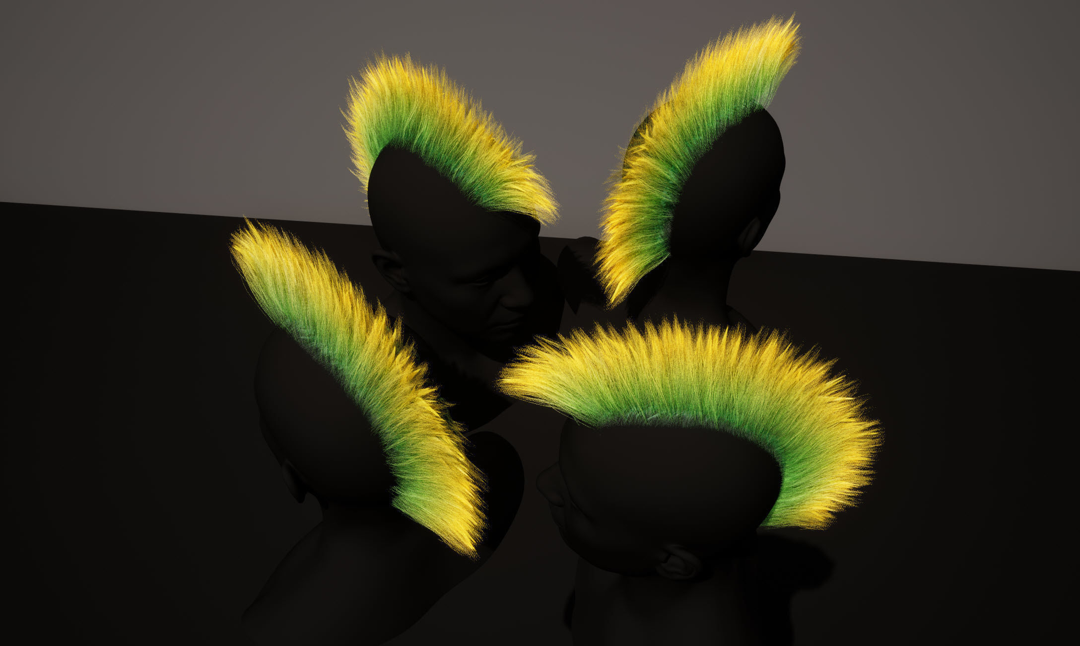 Real time mohawk hair Low-poly 3D model_5