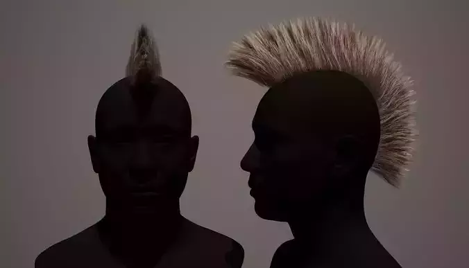 Real time mohawk hair Low-poly 3D model