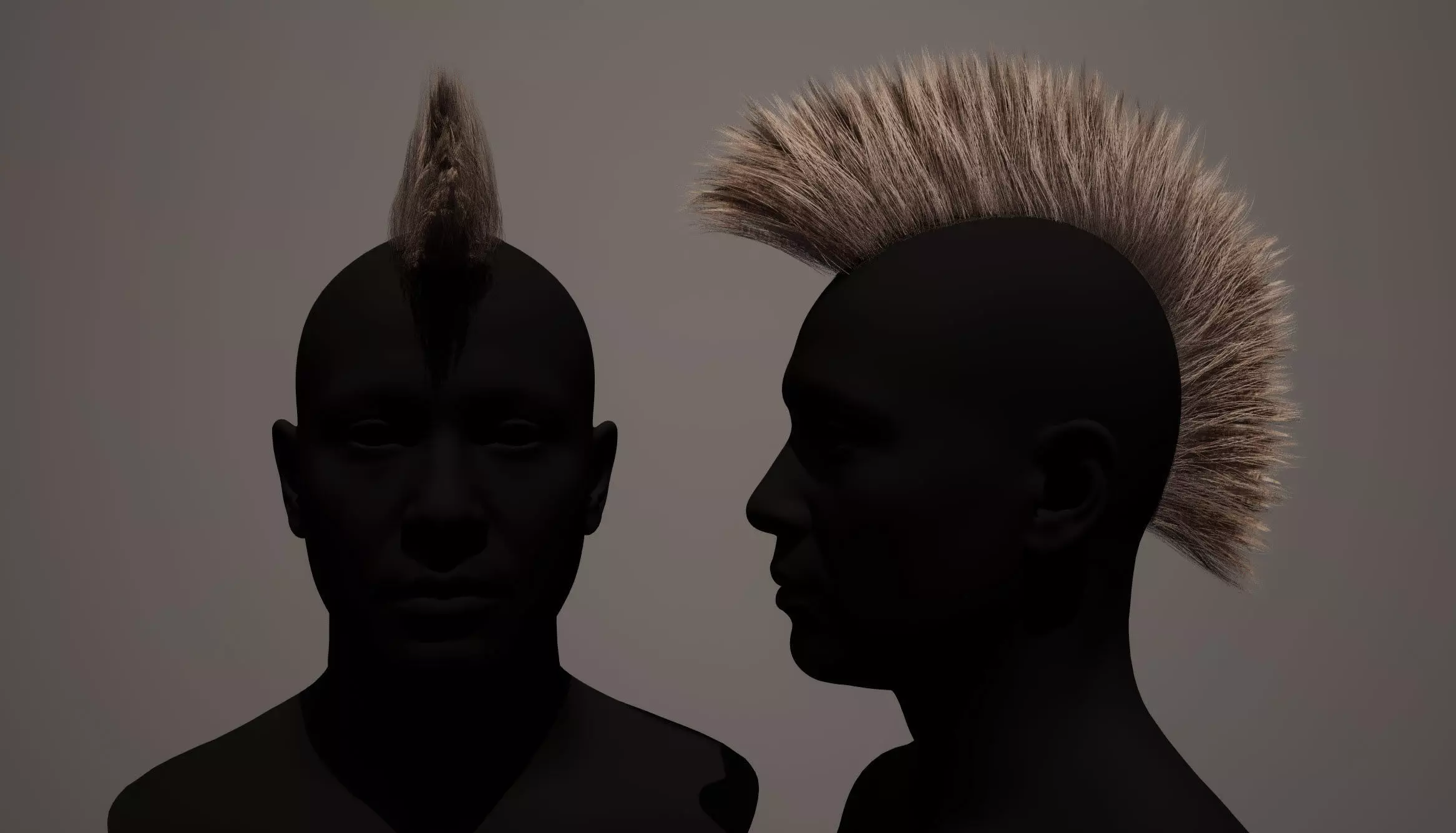 Real time mohawk hair Low-poly 3D model_0