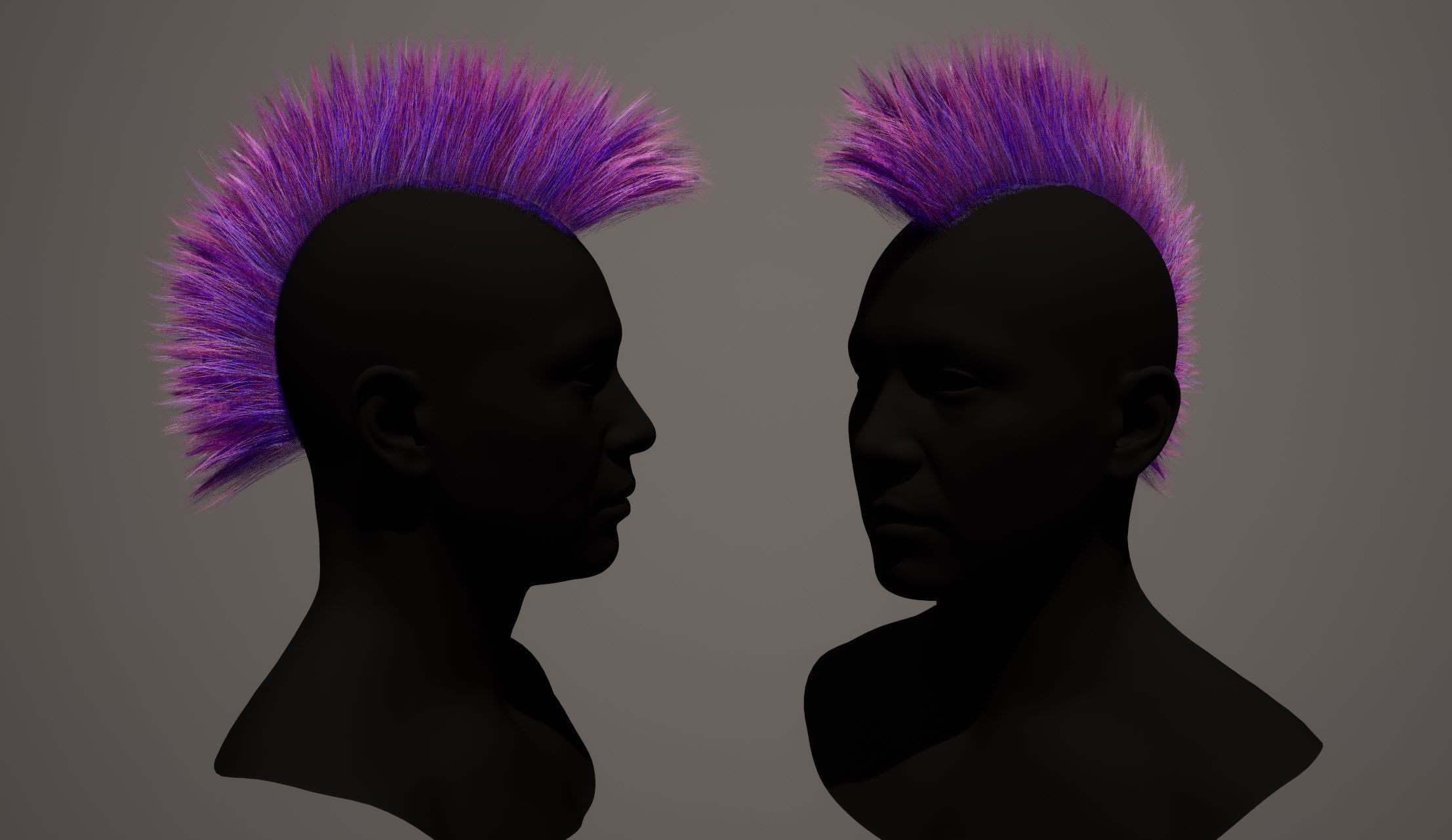 Real time mohawk hair Low-poly 3D model_4