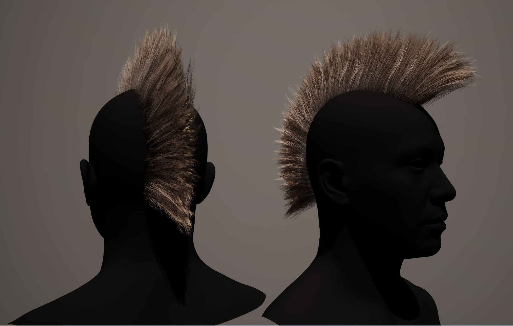 Real time mohawk hair Low-poly 3D model_1