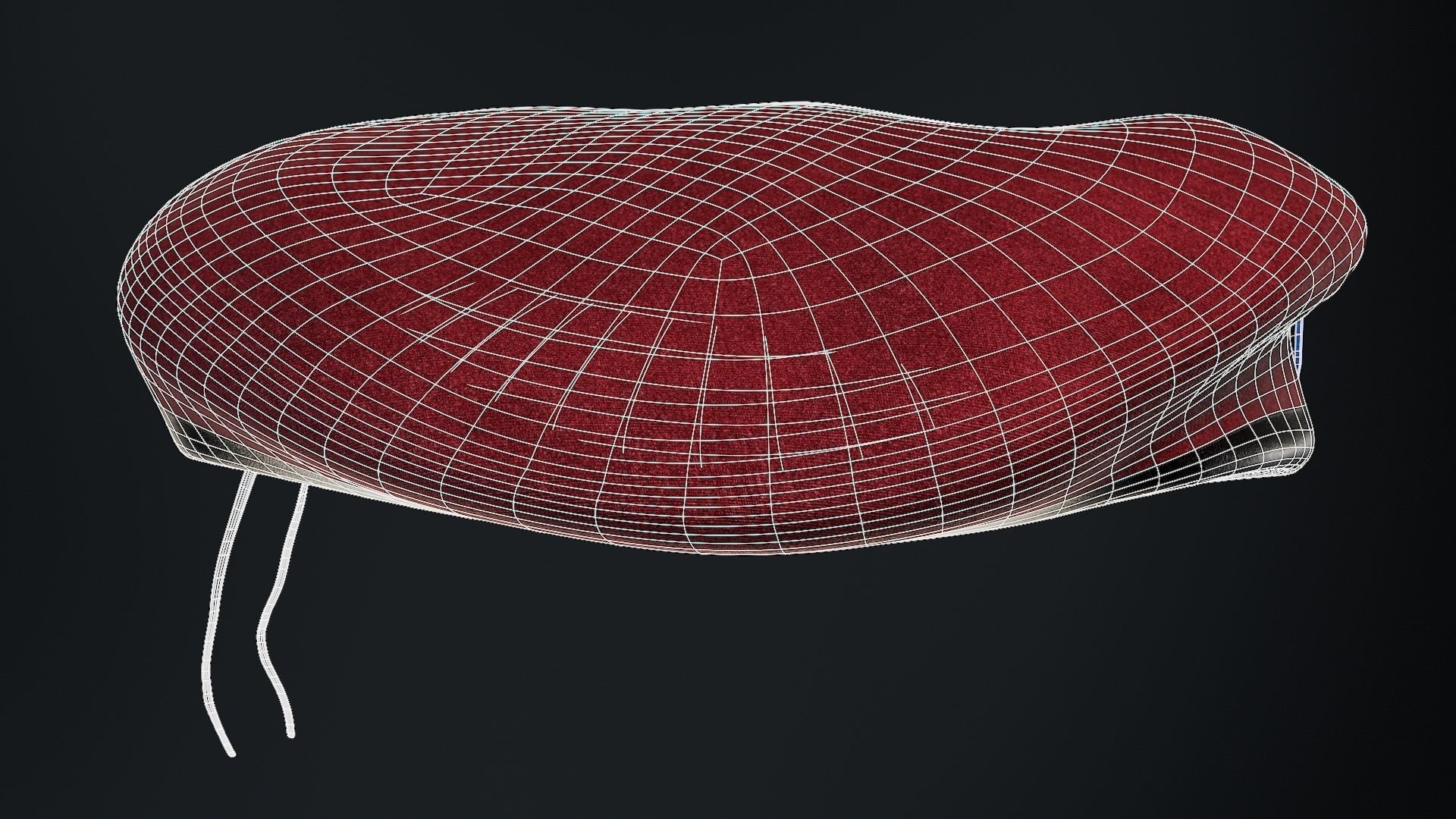 Red Beret hat helmet Low-poly 3D model_25