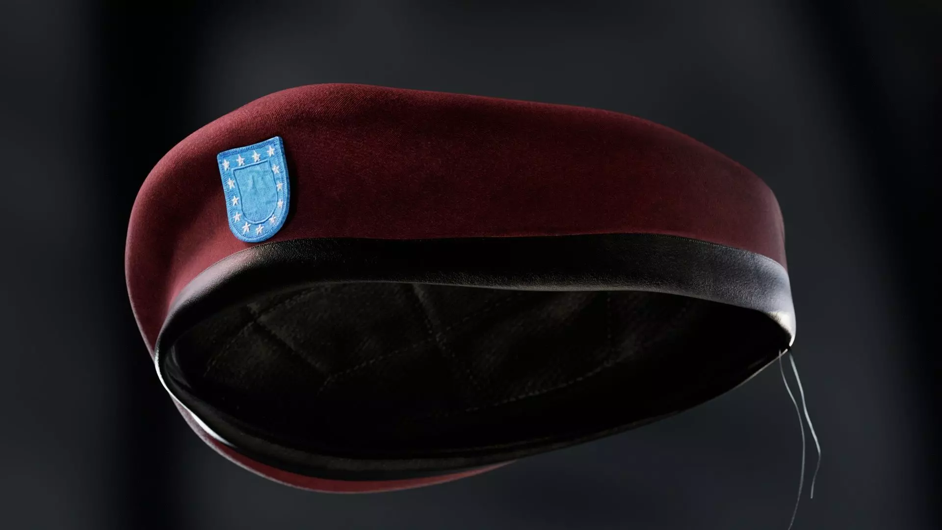 Red Beret hat helmet Low-poly 3D model_0