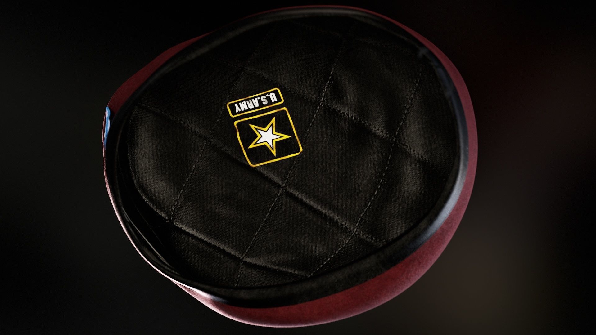 Red Beret hat helmet Low-poly 3D model_4