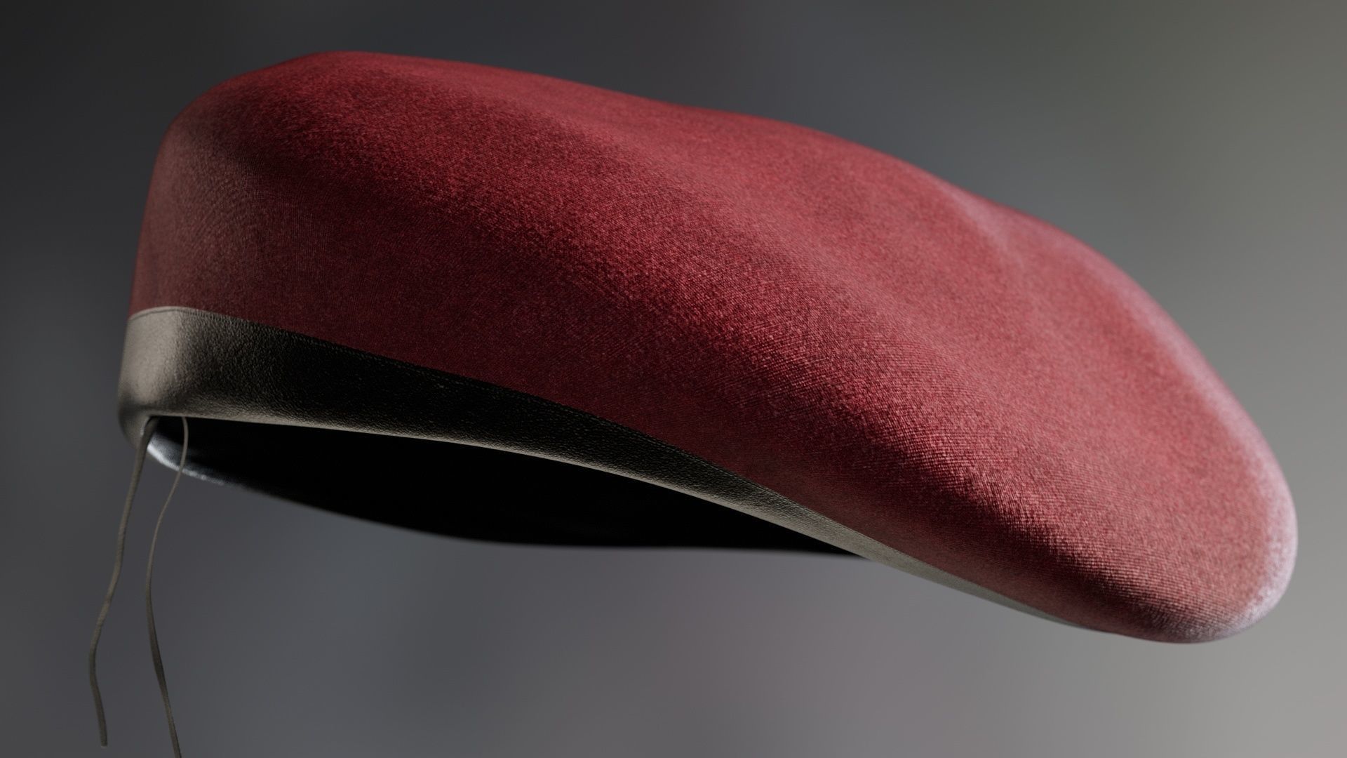 Red Beret hat helmet Low-poly 3D model_7