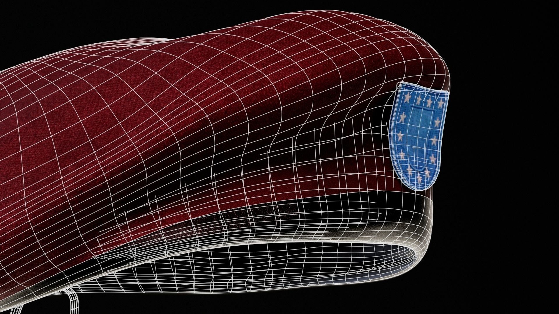 Red Beret hat helmet Low-poly 3D model_29