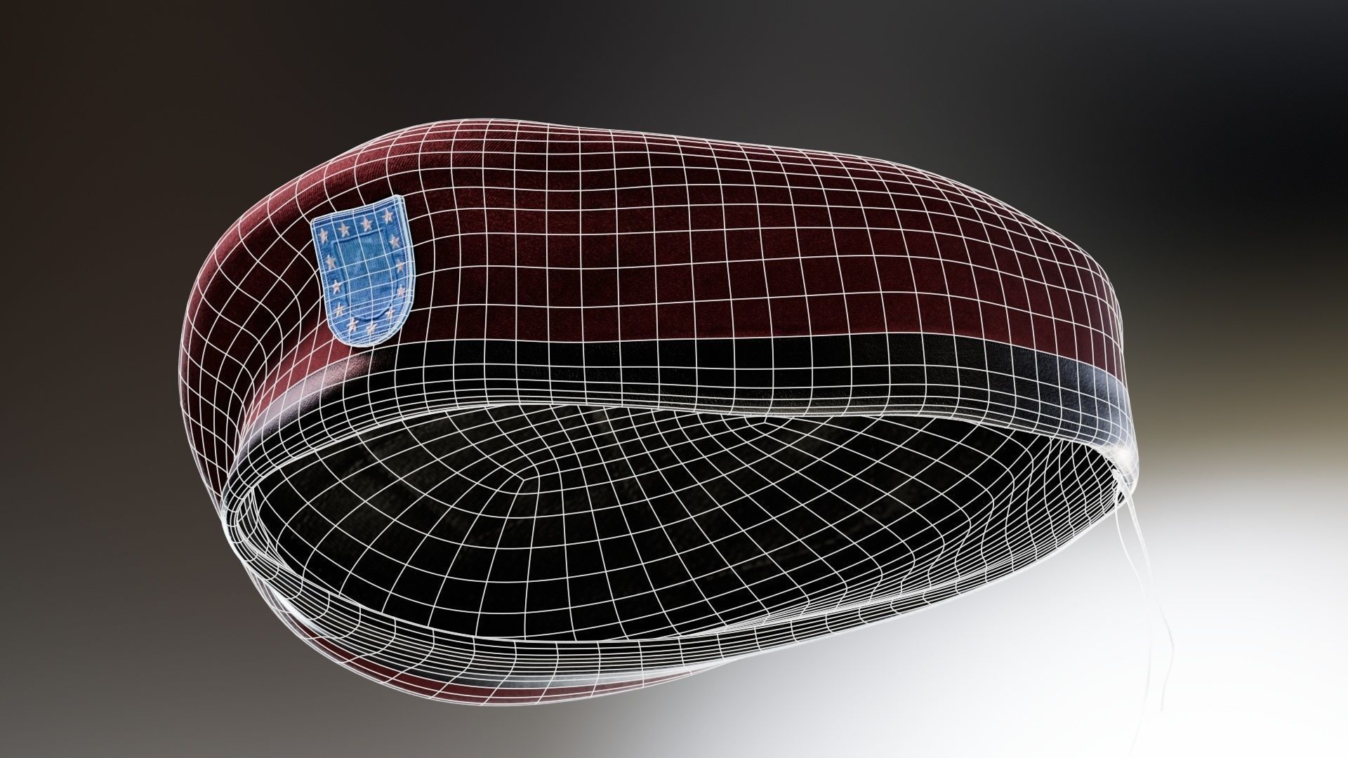 Red Beret hat helmet Low-poly 3D model_20