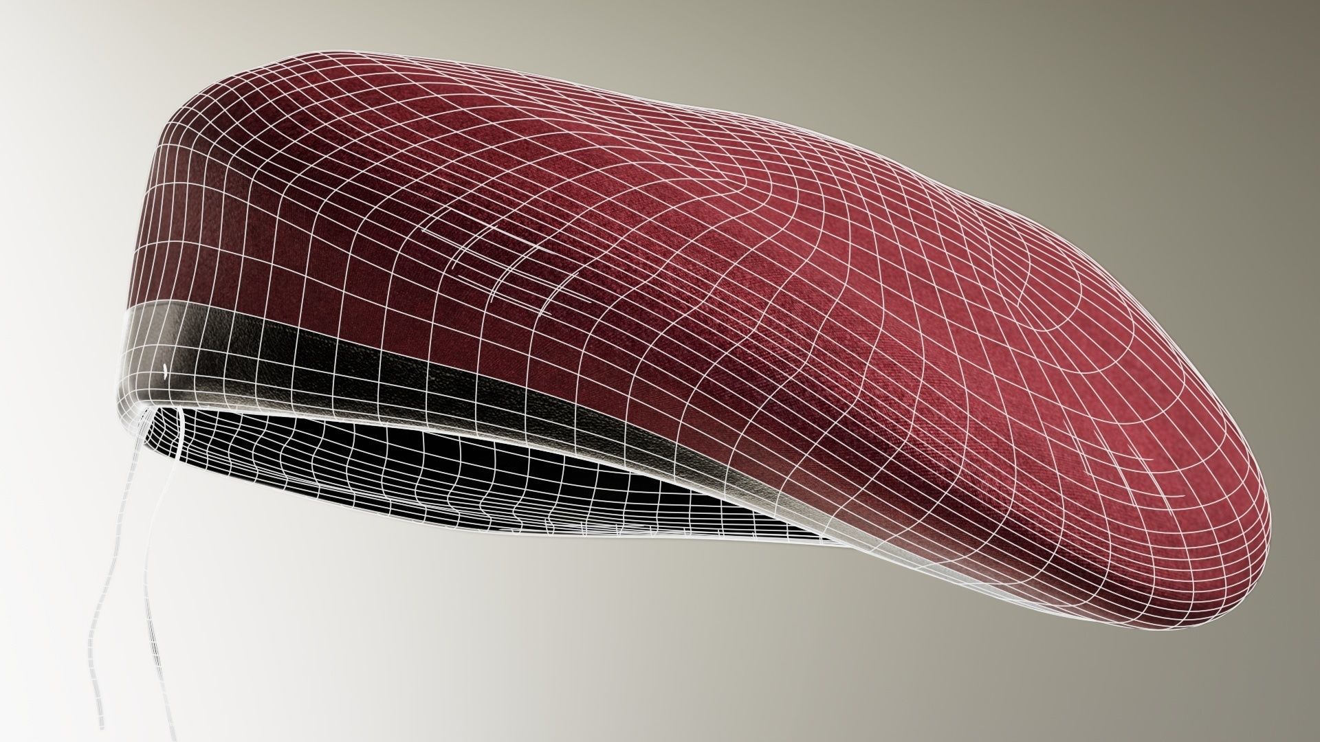 Red Beret hat helmet Low-poly 3D model_31